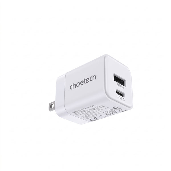 CHOETECH PD30W GAN A+C Wall Charger PD5012 (PD5012-WH)